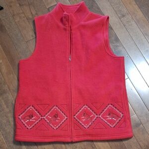 Northern Reflections Vest with Embroidered Cardinal Embellished Christmas Winter